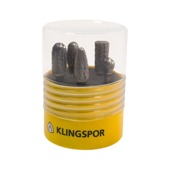 KLINGSPOR Milling cutter core drill set 5-piece 9.6x6 mm cross toothing 336927 - Burr (non-detachable cutting edges)