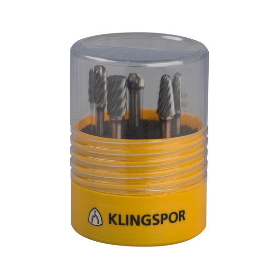 KLINGSPOR milling cutter core drill set 5-piece 9.6x6 mm special toothing Inox 334221 - Burr (non-detachable cutting edges)