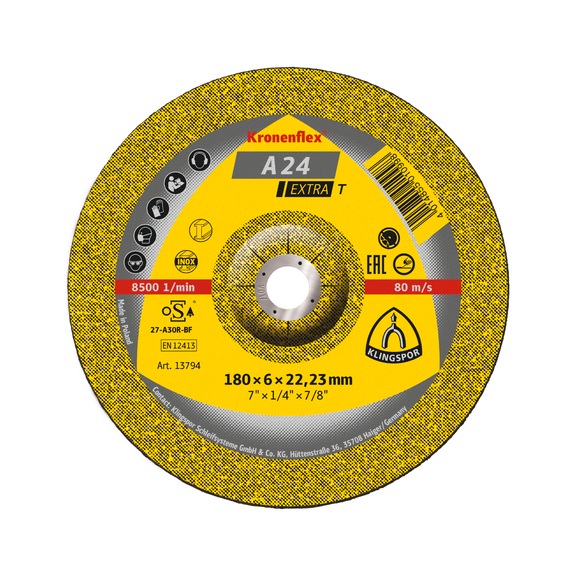 KLINGSPOR grinding discs 180x8x22.23 mm cranked 13445 - Rough grinding wheel