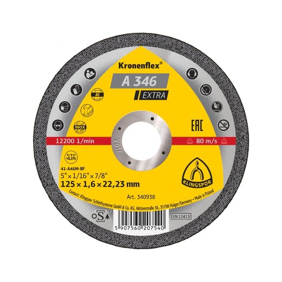 KLINGSPOR cut-off wheels 115x1.6x22.23 mm straight 340936 - Cut-off wheel