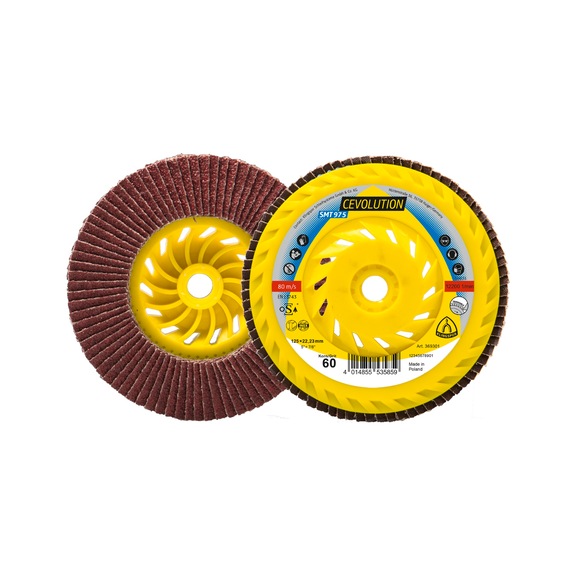 KLINGSPOR abrasive mop disc thread M14 ceramic 125 mm grain 40 convex 369301 - Abrasive mop discs