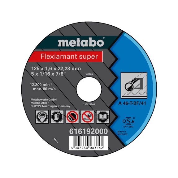 METABO cut-off wheel 25 pieces Flexiarapid super 125x1.6x22.23 steel 616192000 - Cut-off wheel