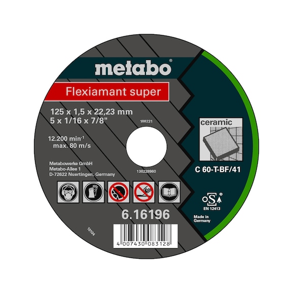 METABO cut-off wheel 25 pieces Flexiamant super 115x1.5x22.2 ceramic 616195000 - Cut-off wheel