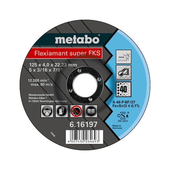 METABO grinding disc Flex.super FKS 60 125x4,0x22,23 Inox 10 pieces - Grinding tool made of abrasive on backing pad