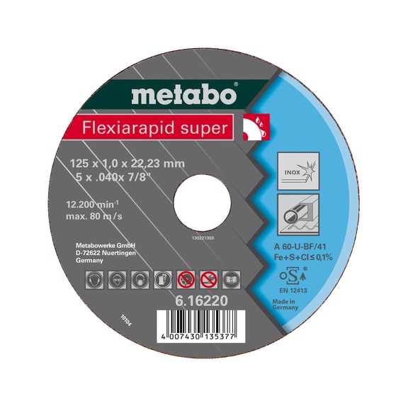 METABO Trennscheibe 25 Stück Flexiarapid super 125x1,6x22,23 Inox 616222000 - Trennschleifscheibe