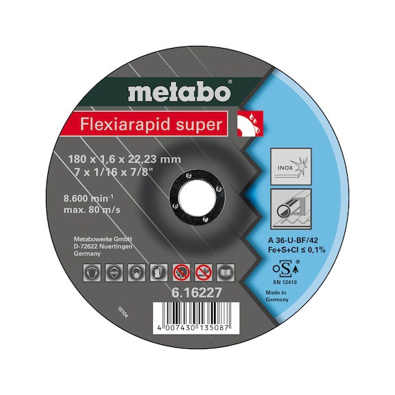 METABO Cut-off wheel 25 pieces Flexiarapid super 180x1,6x22,23 Inox 616227000 - Cut-off wheel