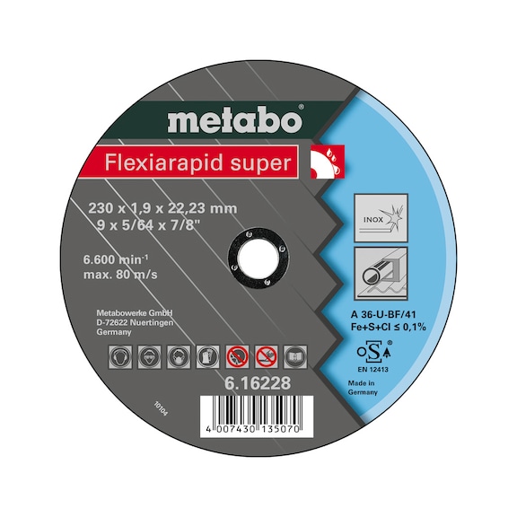 METABO cutting-off wheel 25 pieces Flexiarapid super 230x1.9x22.23 Inox 616228000 - Cut-off wheel
