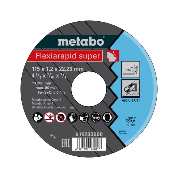 METABO Trennscheibe 25 Stück Flexiarapid super115x1,2x22,23 Inox,TF41 616233000 - Trennschleifscheibe