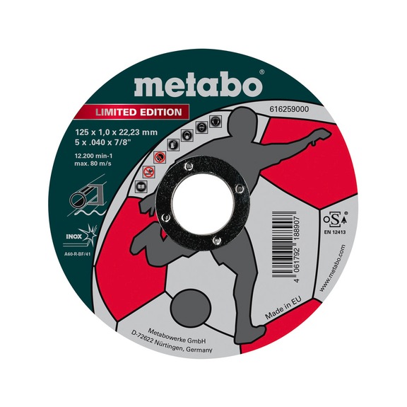 METABO Trennscheibe Ltd Edition Soccer 125x1,0x22,23 mm Inox 100 Stück im Pack - Trennschleifscheibe