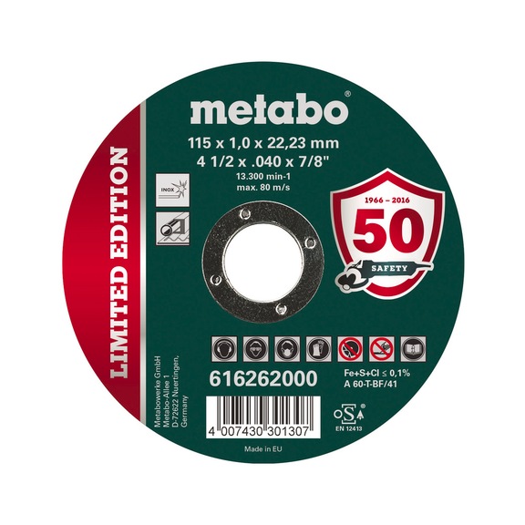 METABO cutting-off wheel Ltd Edition Soccer 115x1,0x22,23 mm Inox 100 pieces in a pack - Cut-off wheel