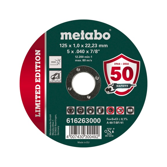 METABO cut-off wheel Limited Edition 125x1,0x22,23 Inox 100 pieces - Cut-off wheel