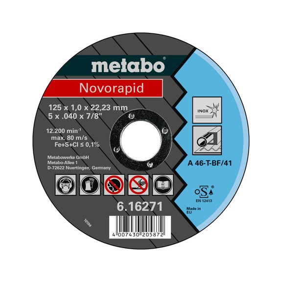 METABO cut-off wheel 25 pieces in a pack Novorapid 125x1.0x22.23 Inox 616271000 - Cut-off wheel