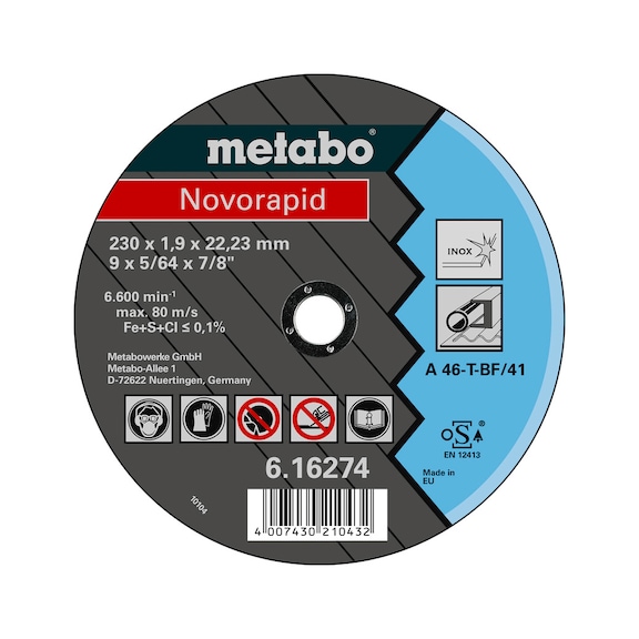 METABO Cut-off wheel 25 pieces in pack Novorapid 180x1.5x22.23 Inox 616273000 - Cut-off wheel