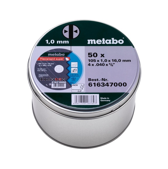 METABO Trennscheibe 50 Stück Flexiarapid super 105x1,0x16 Inox 616347000 - Trennschleifscheibe