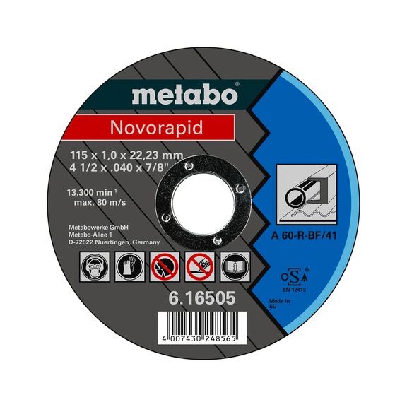 METABO Trennscheibe 25 Stück im Pack Novorapid 115x1,0x22,23 Stahl 616505000 - Trennschleifscheibe
