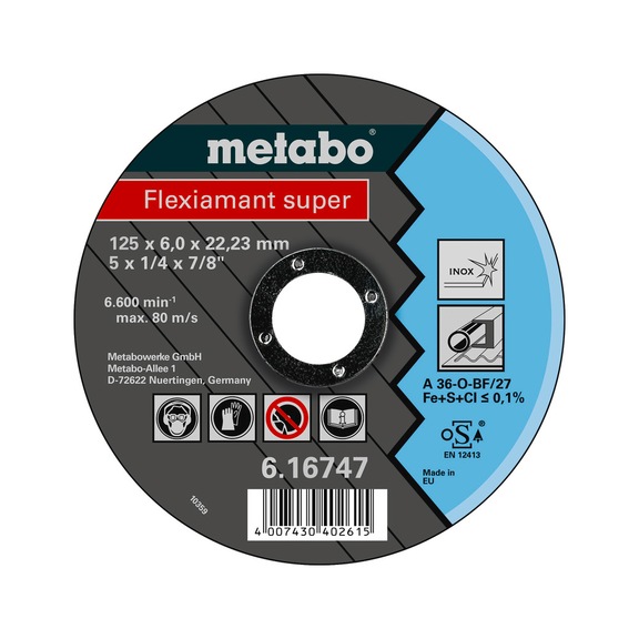METABO Trennscheibe 25 Stück Flexiamant super 125x6,0x22,2 Inox 616747000 - Trennschleifscheibe