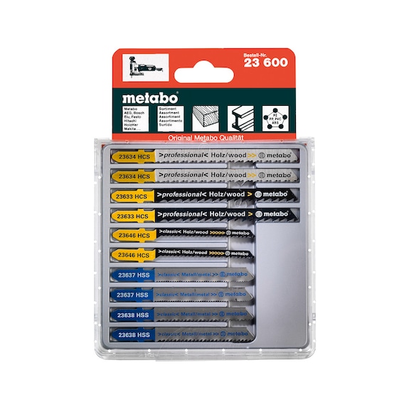 METABO Stichsägeblattsortiment 3 10-teilig HCS/HSS 6xHolz 4xMetall 623600000 - Sägeblatt für Stichsäge