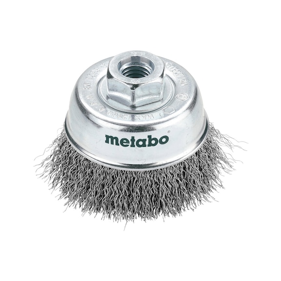 METABO steel wire cup brush 75x0.3 mm/ M 14 steel wire crimped 0.30 mm 623715000 - Grinding tool made of abrasive on backing pad