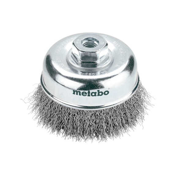 METABO steel wire cup brush 100x0.3 mm/M 14 corrugated steel wire 0.30 mm 623719000 - Grinding tool made of abrasive on backing pad