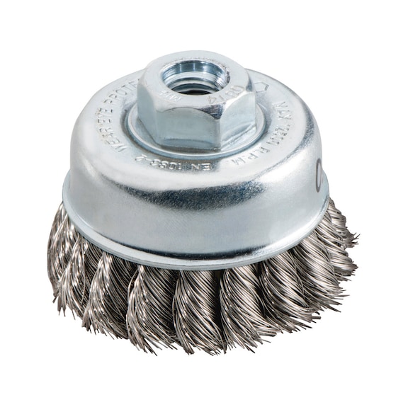 METABO cup brush 65x0.35 mm/ M 14 stainless steel wire knotted stainless 0.35 mm - Grinding tool made of abrasive on backing pad