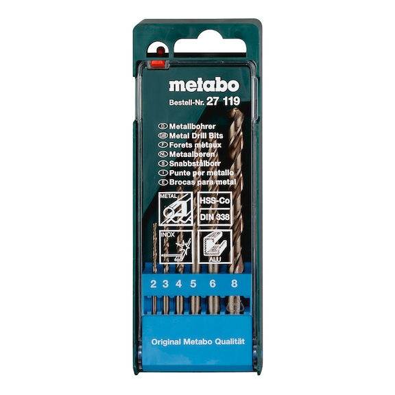 METABO drill bit cassette HSS-CO 6-piece 2 / 3 / 4 / 5 / 6 / 8 mm 627119000 - Drill set (cutting tool with defined cutting edges)
