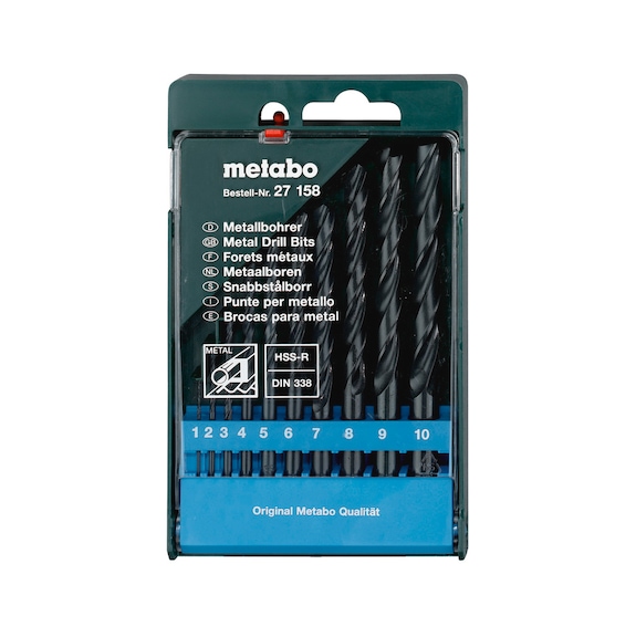 METABO drill bit cassette HSS-R10-piece each 1 x 1/2/3/4/5/6/7/8/9/10 mm 627158000 - Drill set (cutting tool with defined cutting edges)