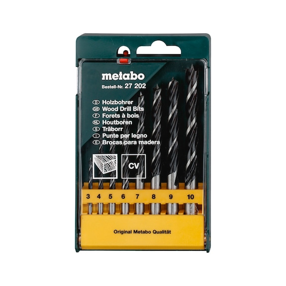 METABO wood drill bit cassette 8-piece diameter 3/4/5/6/7/8/9/10 mm 627202000 - Twist drill with cylindrical shank