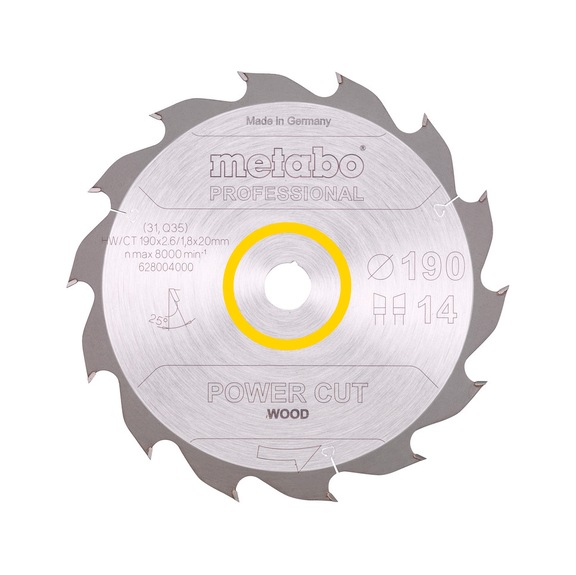 METABO Saw blade PowerCutProf 190x20 14 WZ 25 degrees 628004000 - Circular saw blade