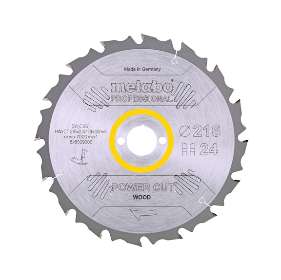 METABO Saw blade PowerCutProf 216x30,24WZ 5 degrees neg 628009000 - Circular saw blade
