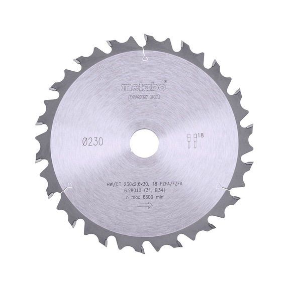 METABO Saw blade PowerCutProf 230x30,18FZ/FA 10 degrees 628010000 - Circular saw blade