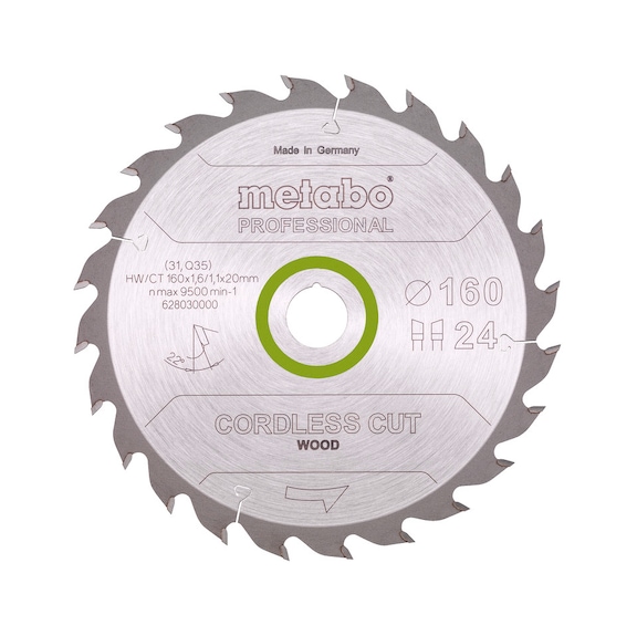 METABO Saw blade CordlessCutProf 160x20/16,24 WZ 22 degrees 628030000 - Circular saw blade
