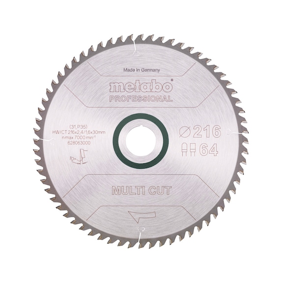 METABO Saw blade MultiCutProf 216x30 64 FZ/TZ 10 degrees 628063000 - Circular saw blade