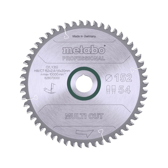 METABO Saw blade 152x2,4/1,6x20 Z54 FZ/TZ 5 degrees neg. 628070000 - Circular saw blade