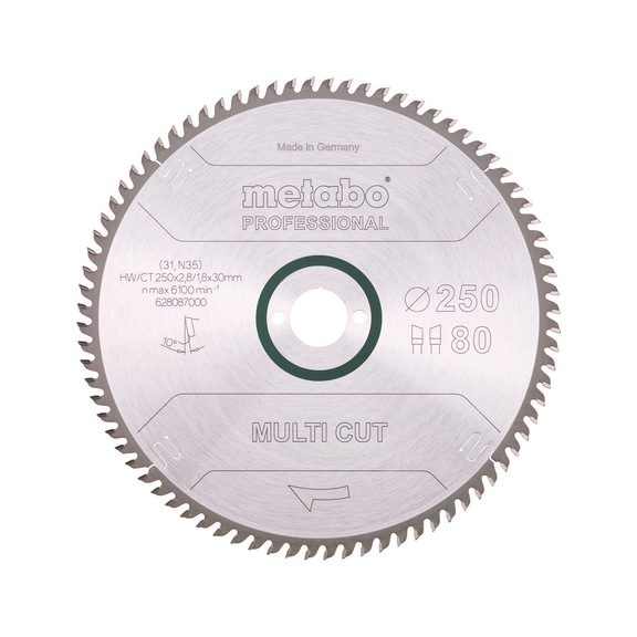 METABO Saw blade 250x2.8/1.8x30 Z80 WZ 10 degrees 628087000 - Circular saw blade