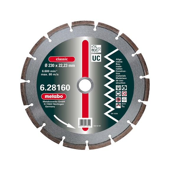 METABO Diamond cutting blade 180x22 23 mm classic UC 628159000 - Diamond cutting blade