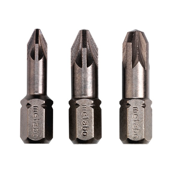 METABO bits set Pozidriv size 1/2/3/25 mm torsion 3-piece 628538000 - Bit for Phillips screws