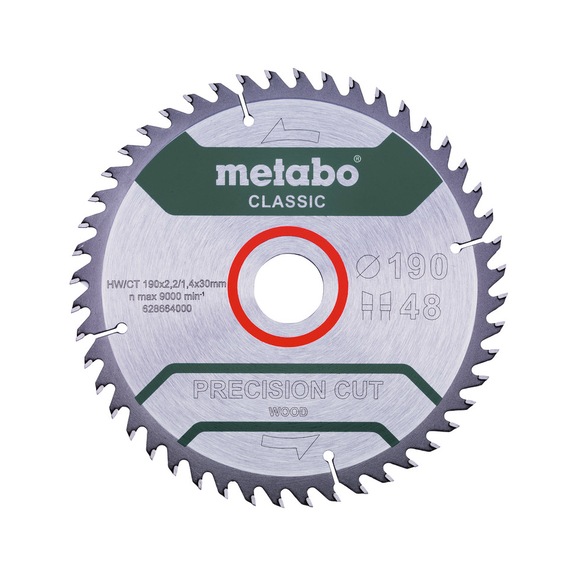 METABO Sägeblatt 190x2,2/1,4x30 Z48 WZ 15 Grad /B 628664000 - Kreissägeblatt (Maschinen-)