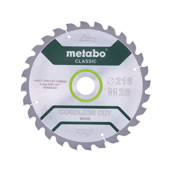 METABO Saw blade 216x1.8/1.2x30 Z28 WZ 5 degrees /B 628665000 - Circular saw blade (machine)