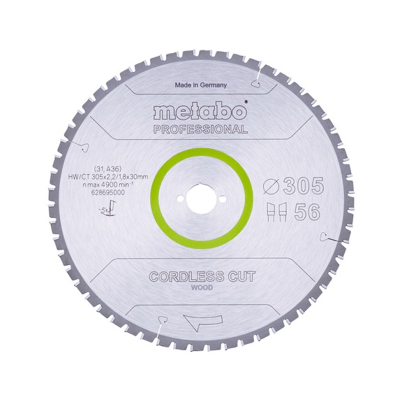 METABO Saw blade 305x2.2/1.8x30 Z56 WZ 5 degrees negative 628695000 - Circular saw blade (machine)