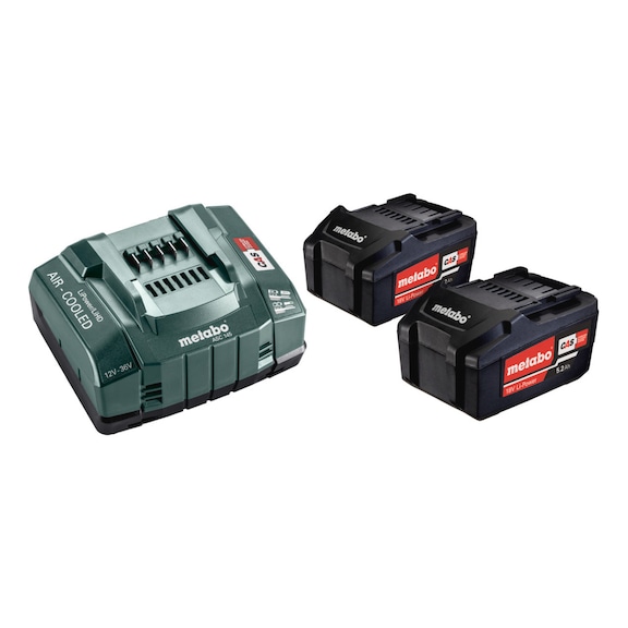 METABO basic set 2 x LiPOWER battery pack 18 V/5.2 Ah quick charger ASC 145 - Battery charger (power tool)