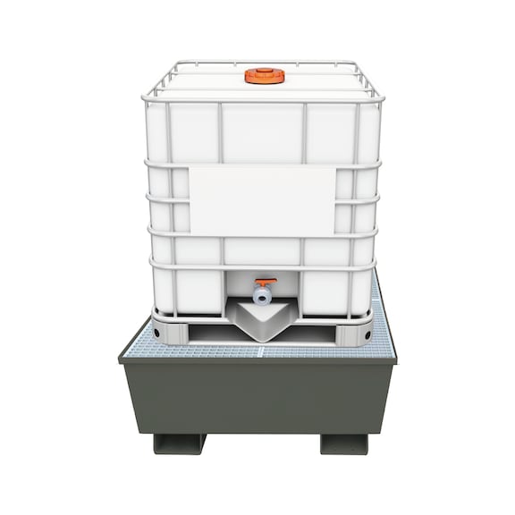 EICHINGER collection tray tapered side walls with grating 1x IBC anthracite grey - Steel IBC collection tray 3010