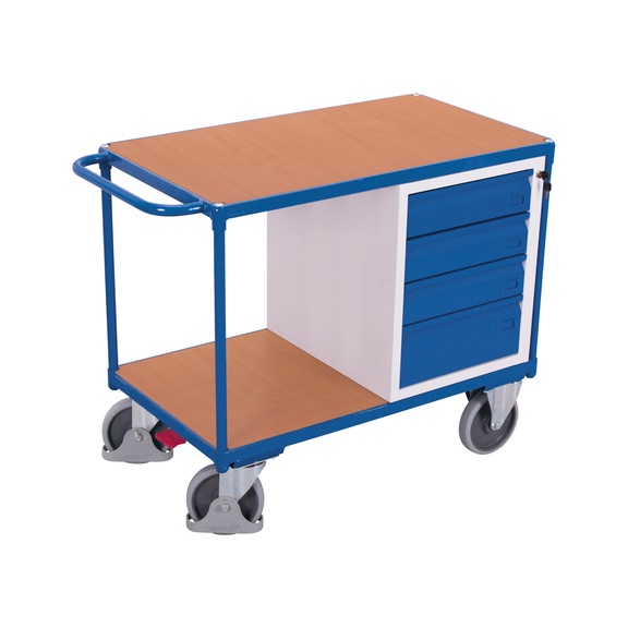 VARIOFIT sw-600.602 车间推车，配备两个装载区 - 带三个装载区的车间手推车，RAL 7016