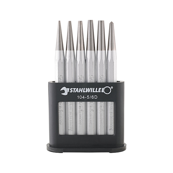 STAHLWILLE Punch and center punch set 104-5/6 6-piece 96700601 - Tool set chisel, center punch, riveting tool