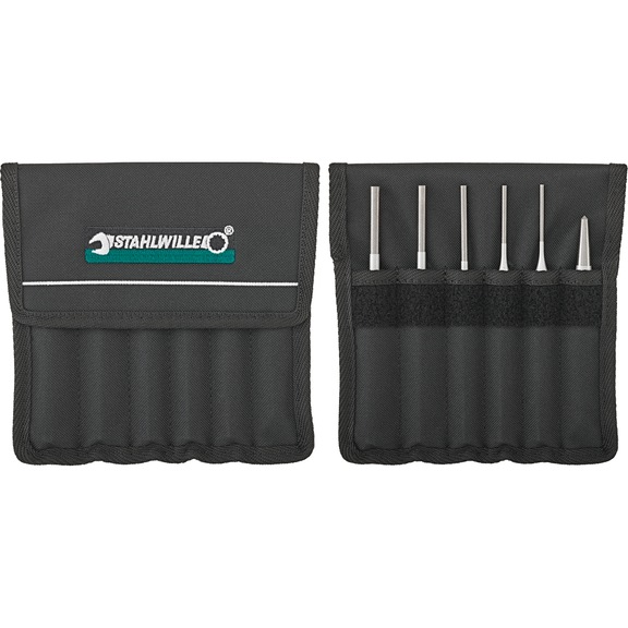 STAHLWILLE Pin punch and center punch set 105-108/6T 6-piece 96700710 - Tool set chisel, center punch, riveting tool