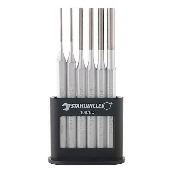 STAHLWILLE Pin punch set no. 108/6 D 6-piece 96700701 - Tool set chisel, center punch, riveting tool