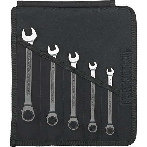 STAHLWILLE Ratchet ring wrench set OPEN RATCH 17A 5-piece 96411709 - Ratchet ring wrench set