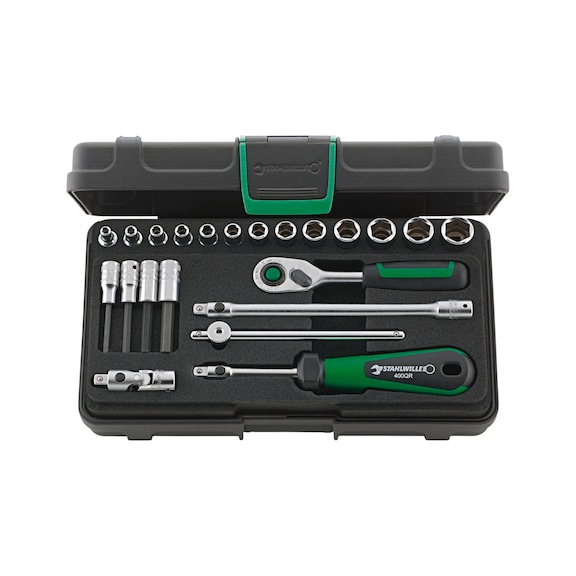 STAHLWILLE Socket wrench set 40/44/17/5QR KN 1/4 inch 22-piece 96011181 - Socket wrench set 1/4"