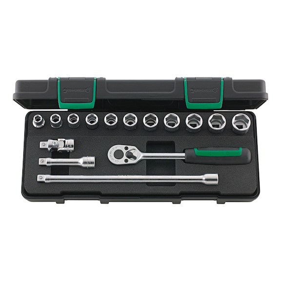 STAHLWILLE Socket wrench set 456/11/4 KN 3/8 inch 15-piece 96022133 - Socket wrench set 3/8"