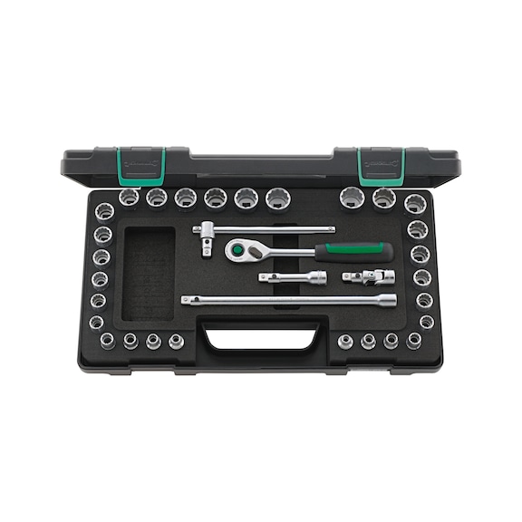 STAHLWILLE Socket wrench set 45MA/28/5QR KN 3/8 inch 33-piece 96020107 - Socket wrench set 1/4"