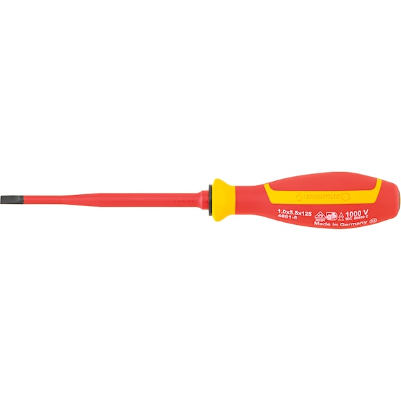 STAHLWILLE Slotted screwdriver 4661 VDE 1.0 mm x 5.5 mm L.125 mm 46613055 - VDE slotted screwdrivers DRALL+ 4661 VDE